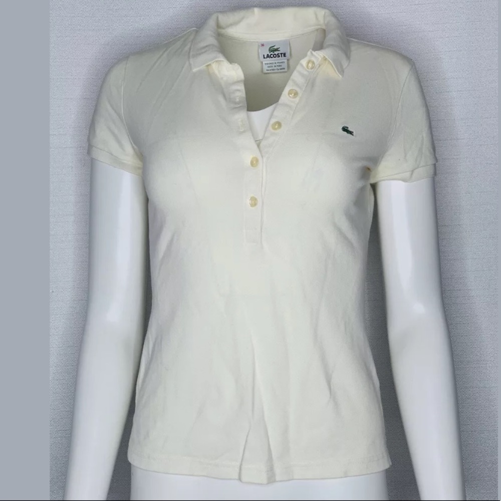 Lacoste Womens Polo Tee 36 Small Ivory